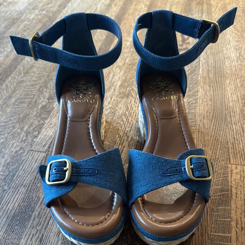 Vince Camuto Navy Wedge Sandals
